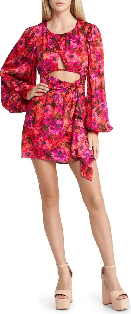 For Love & Lemons Lauren Floral Cutout Long Sleeve Minidress | Nordstrom | Nordstrom