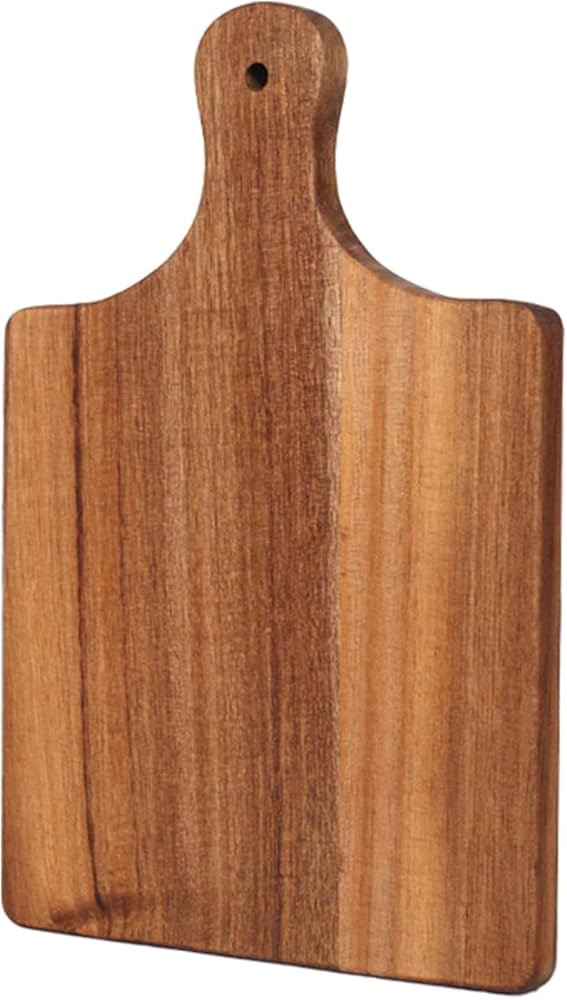 Acacia Wood Serving Board with Handle, Small Size 11" x 8"- Wooden Cutting Chopping Board for Mea... | Amazon (US)