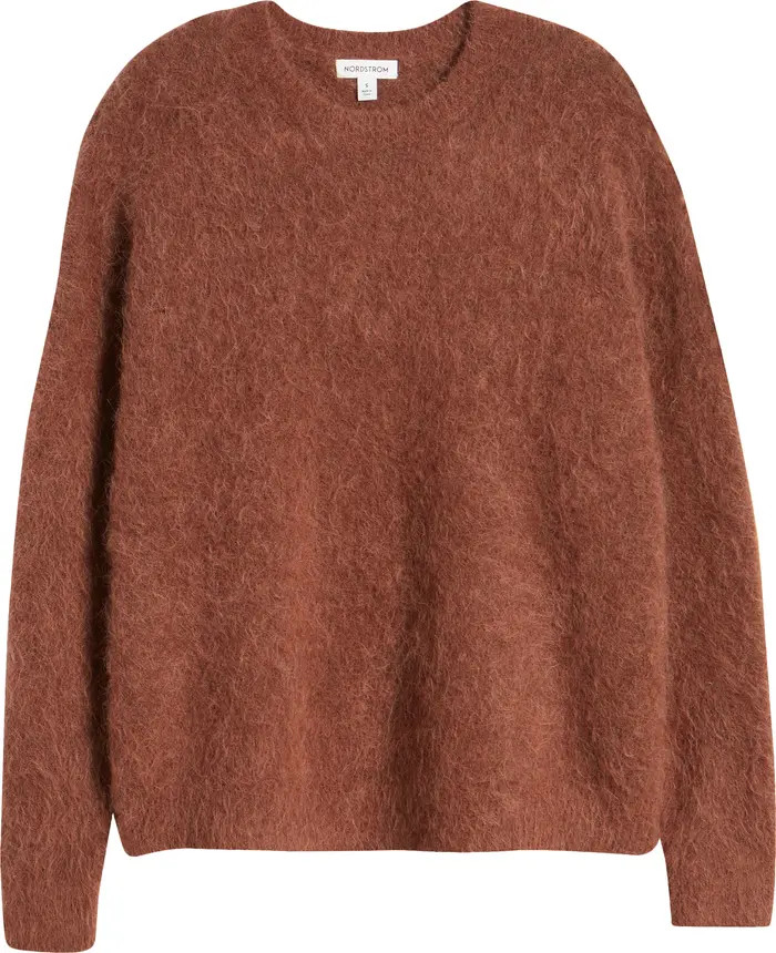 Nordstrom Fuzzy Textured Alpaca Blend Crewneck Sweater | Nordstrom | Nordstrom