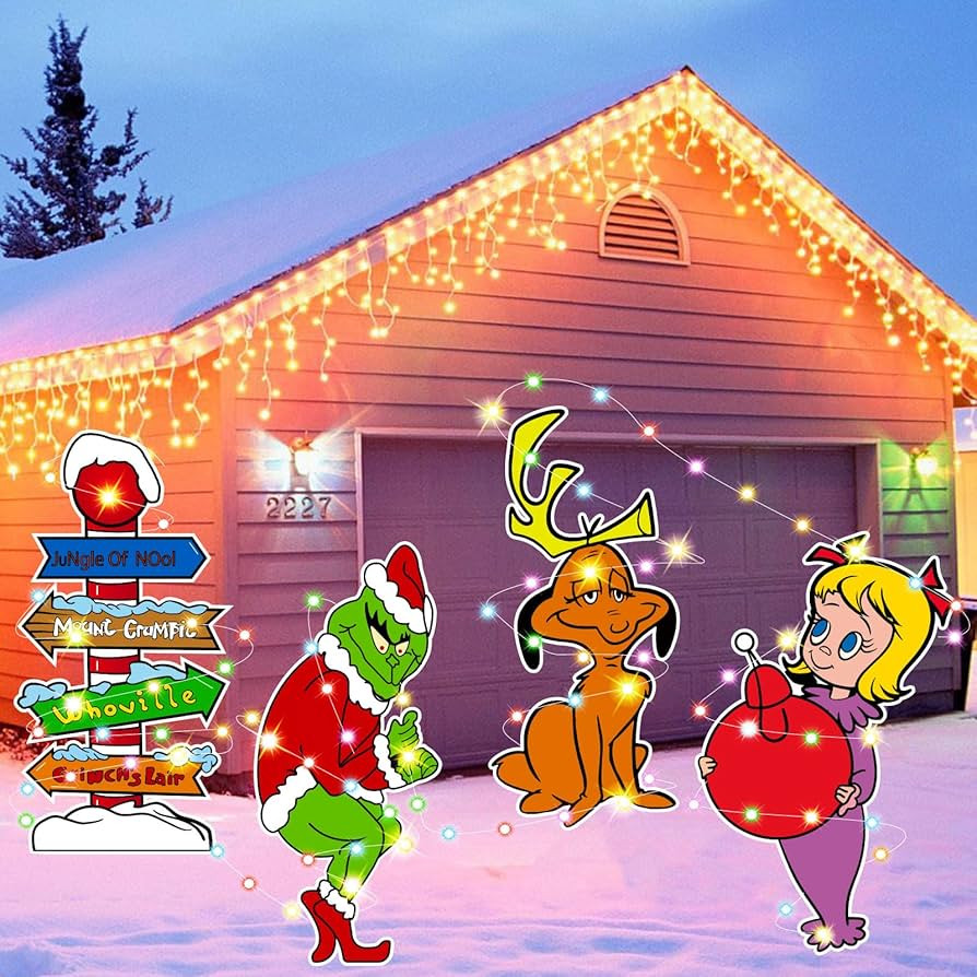Grinch Christmas Decorations,4PCS Yard Signs 23 In Extra Large Grinch Cindy Max Whoville Sign for... | Amazon (US)
