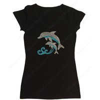 Women's Rhinestone Fitted Snug Shirt "" Dolphins Jumping in Ocean S, M, L, 1x, 2x, 3x | Etsy (US)