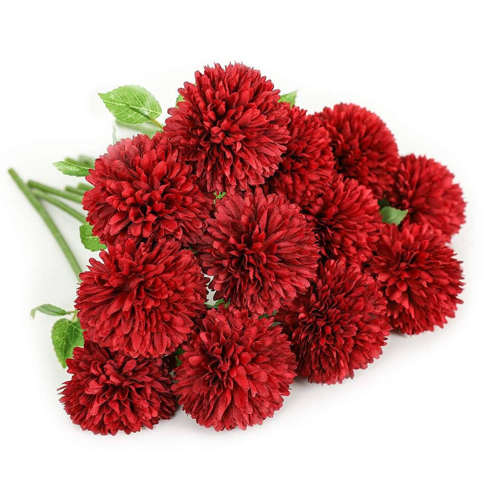 Floweroyal 12pcs Artificial Chrysanthemum Ball Flowers Silk Hydrangea Bridal Wedding Bouquet for ... | Amazon (US)