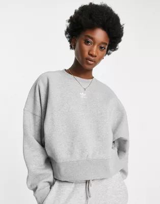 adidas Originals essential sweat with central logo in gray | ASOS (Global)