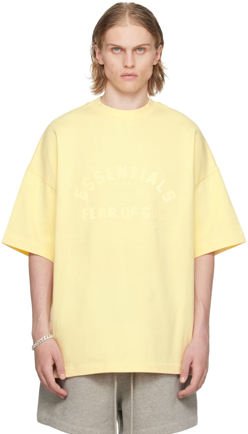 Fear of God ESSENTIALS - Yellow Crewneck T-Shirt | SSENSE