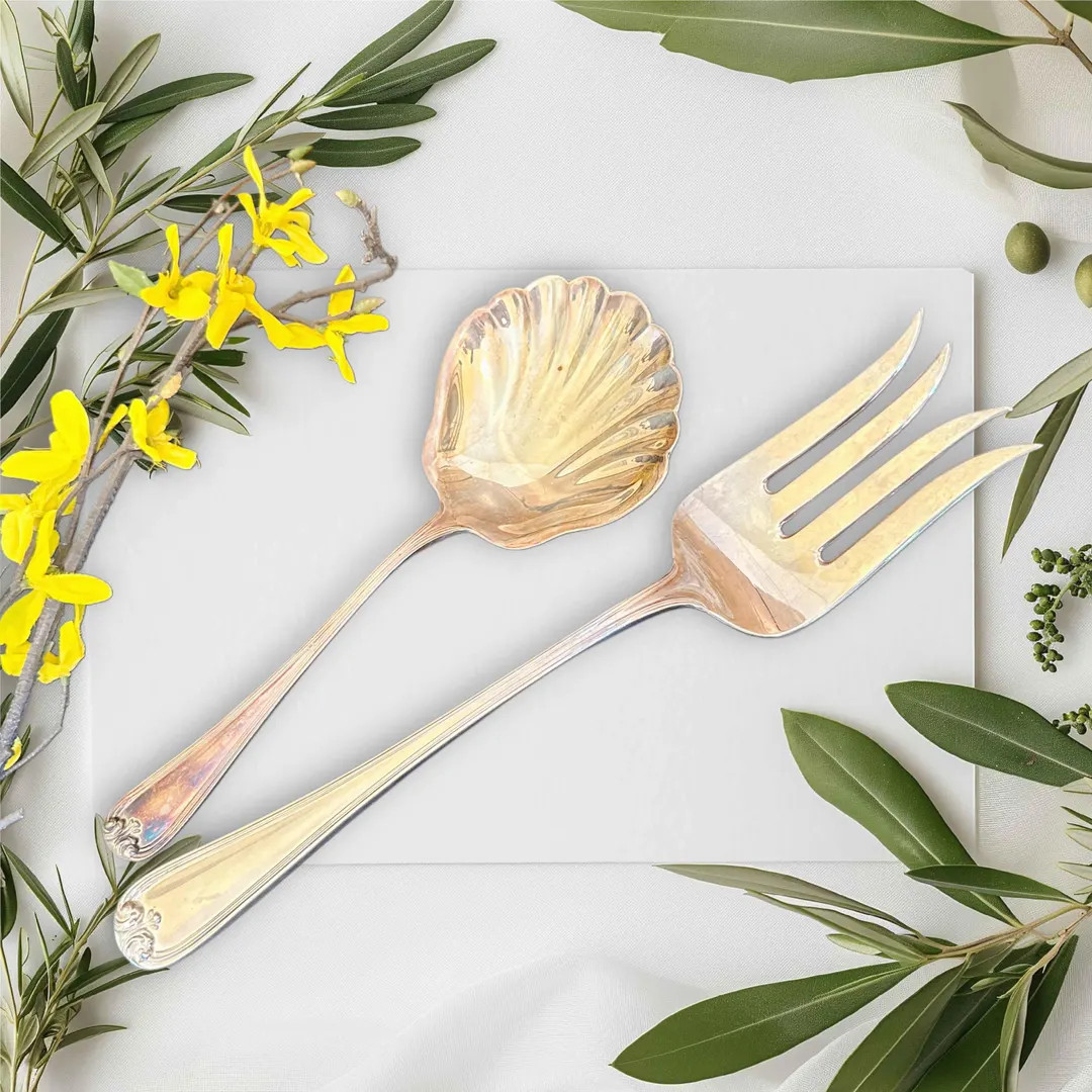 Silverplate Serving Set,gorham Heritage Italy,set of 2,shell Serving Spoon,meat Fork,fancy,elegan... | Etsy (US)