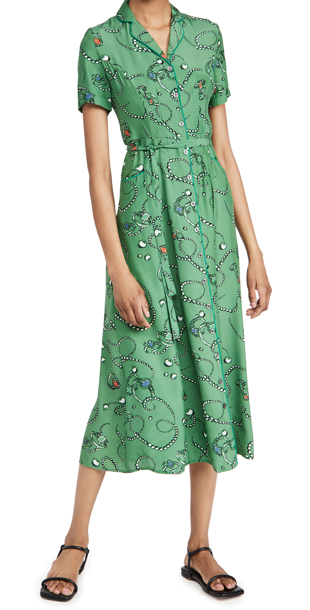 HVN Long Maria Button Down Pajama Dress | Shopbop