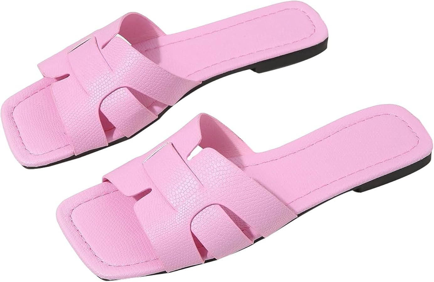GORGLITTER Cute Sandals H Flat Sandals for Women Dressy Summer Flat Vacation Beach Sandals | Amazon (US)