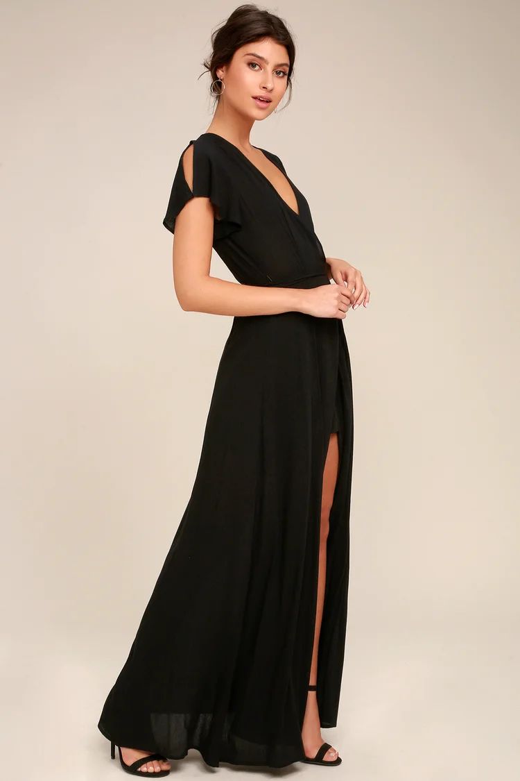 Heart of Marigold Black Wrap Maxi Dress | Lulus (US)