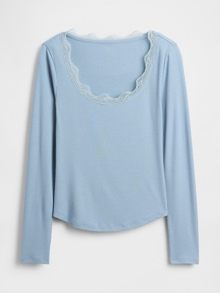 Mini Rib Lace-Trim PJ Top | Gap (CA)
