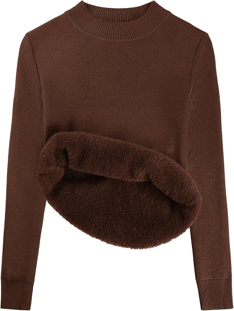 GRACE KARIN Women's Fleece Sherpa Lined Sweater Mock Neck Long Sleeve Thermal Pullover 2026 Fall ... | Amazon (US)