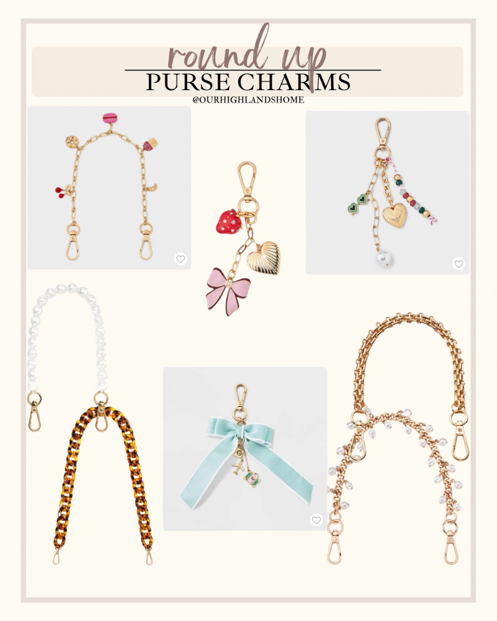 purse chains and purse charms. so fun for extra jingle and looks so cute. keep it simple w just the chain or add charms that relate to you  

#LTKGiftGuide #LTKTravel #LTKBeauty