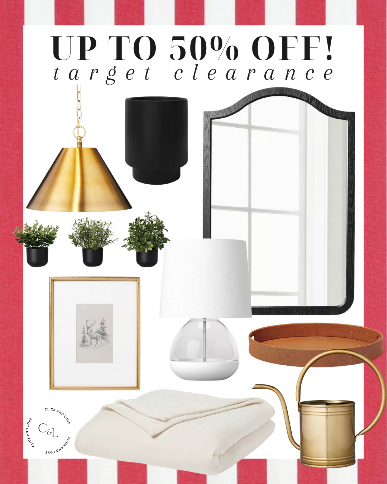 Up to 50% off Target clearance finds! Lots of home decor finds as well as clothing and accessory picks for the whole family. Head to Target to check out the deals now!

Home decor, home finds, Target home, pillow covers, under $10, under 10, pillows,  wicker baskets, storage solutions, brown basket, black mirror, affordable mirror, budget friendly home, flower vase, watering can, cozy blanket, gallery frame, pendant light, gold lantern, lighting, black lantern, lantern decor, faux plants, faux orchid, table lamp, side lamp, end table styling, marble rings, picture frame, frames, bookcase style, coffee table finds, how to style your shelves, under $20, Target must haves, end of season sale

#LTKStyleTip #LTKSaleAlert #LTKHome