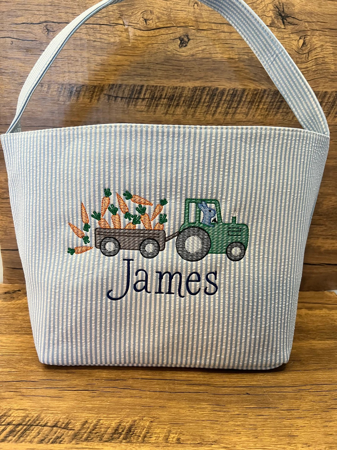 Seersucker Easter Basket Monogrammed Easter Basket Personalized Basket Kids Easter Basket Easter ... | Etsy (US)