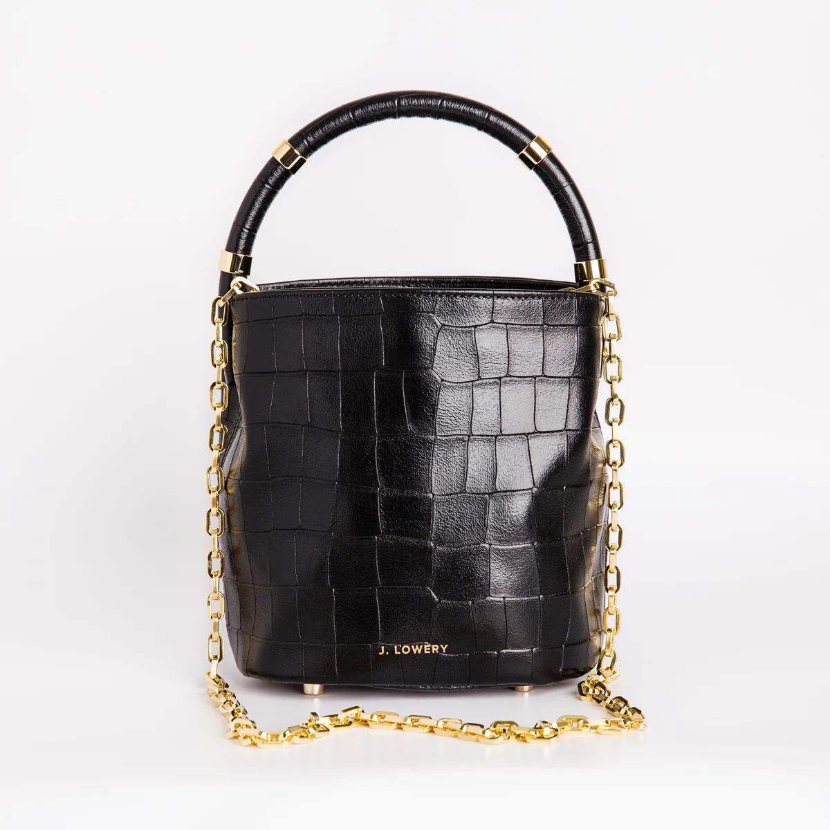 J. LOWERY MAX MINI Bucket Bag | Black Croc | J. LOWERY