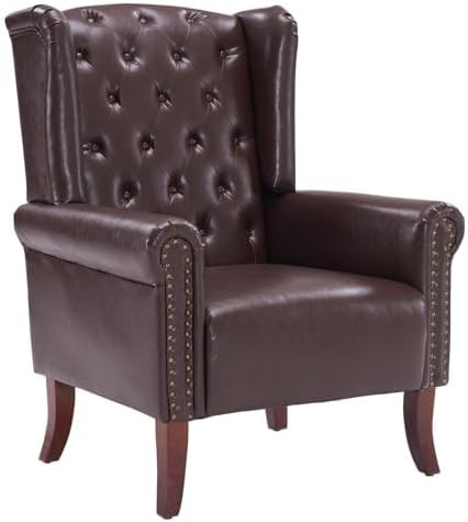 PU Leather Accent Chair, Mid-Century Living Room Sofa Chair, Upholstered Arm Chair with Sturdy Wo... | Amazon (US)