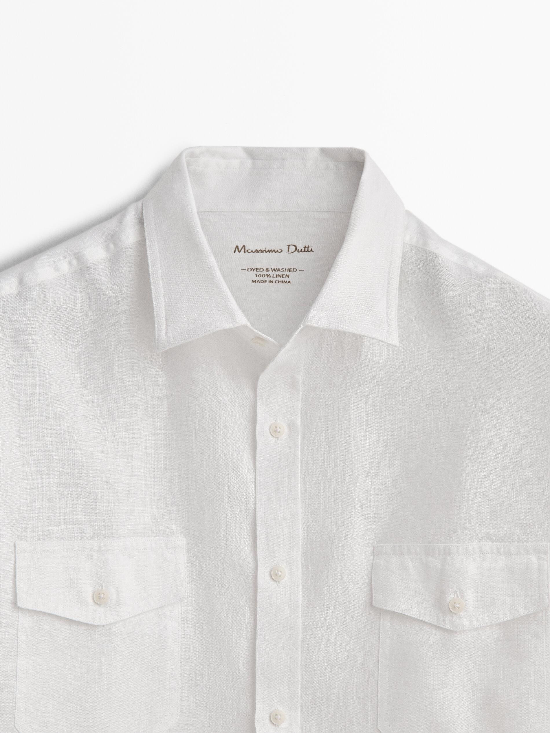 Hemd aus reinem Leinen mit Tasche | Massimo Dutti DE
