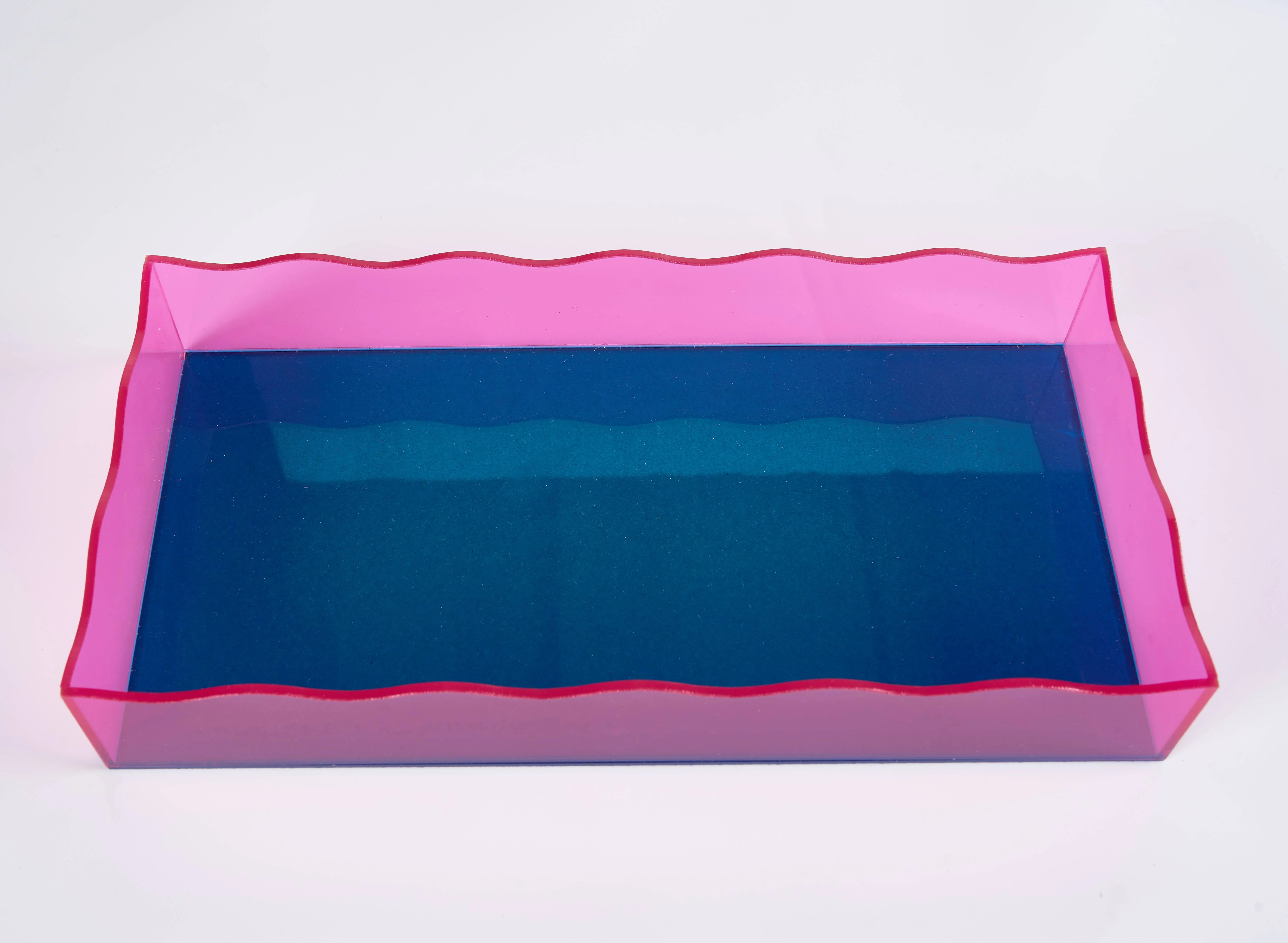 Urban Shop Scalloped Acrylic Decorative Tray, Purple & Pink, 12" L x 5.98" W x 2.01" H | Walmart (US)