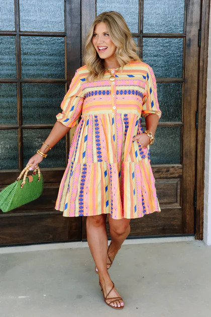 Bold One Multi Short Sleeve Mini Dress | The Willow Tree