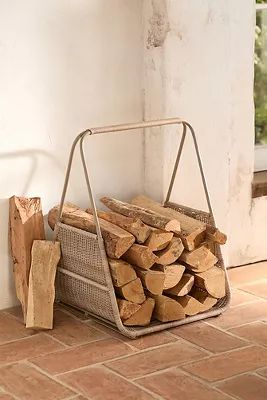 Wicker Log Holder, Triangle | Anthropologie (US)