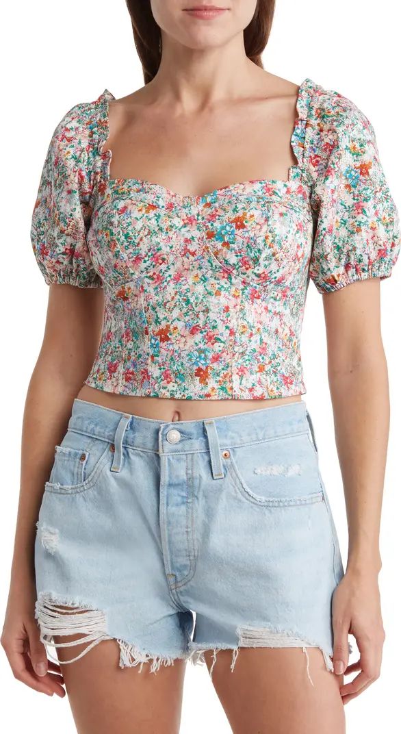 Romilly Floral Print Sweetheart Crop Top | Nordstrom Rack