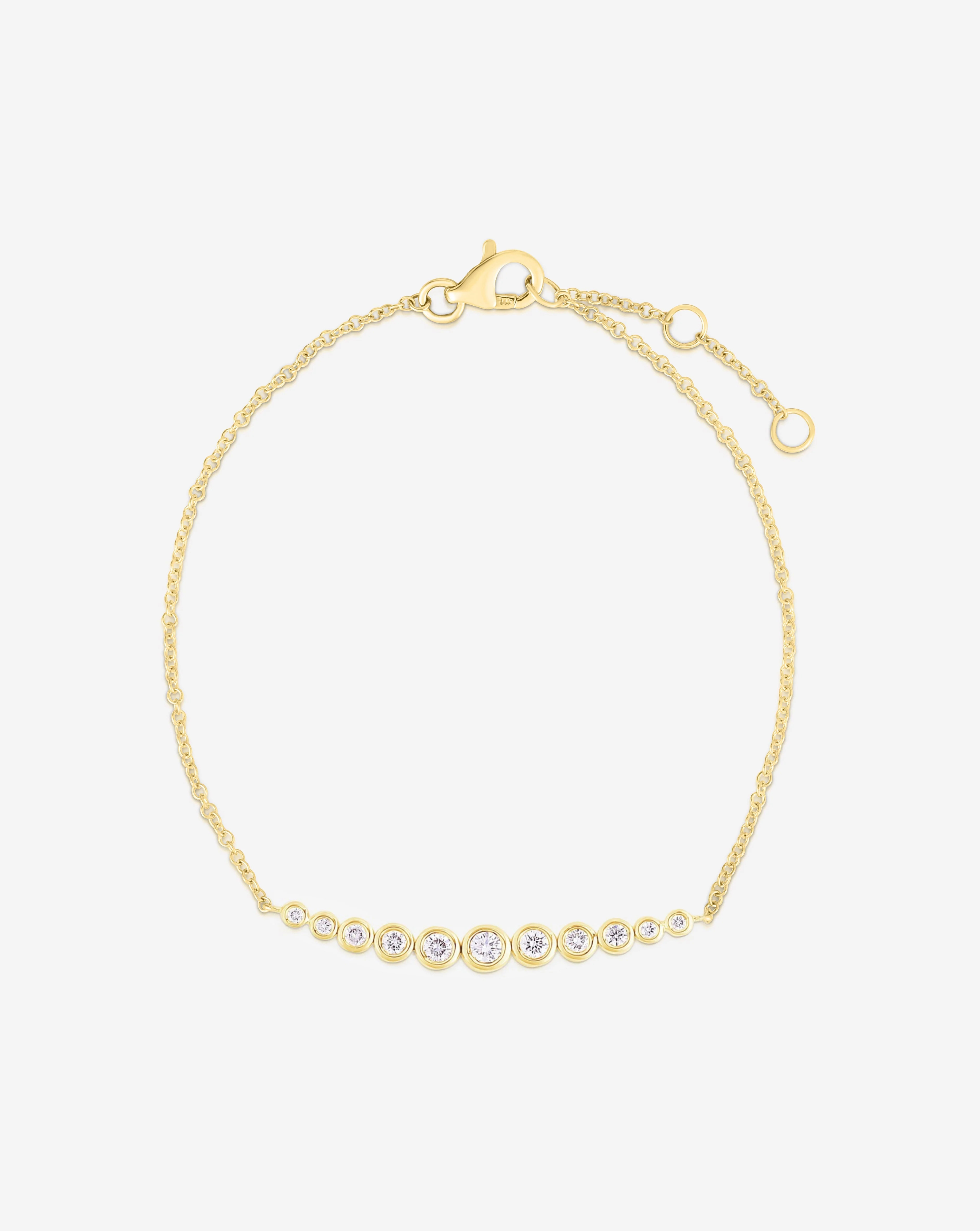 Graduated Diamond Bezel Soft Chain Bracelet - 14k Yellow Gold | Ring Concierge