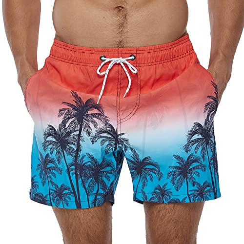 SILKWORLD Mens Swim Trunks Quick-Dry Printed Swim Suit Shorts Mesh Lining, Pink Flamingo, Medium ... | Amazon (US)