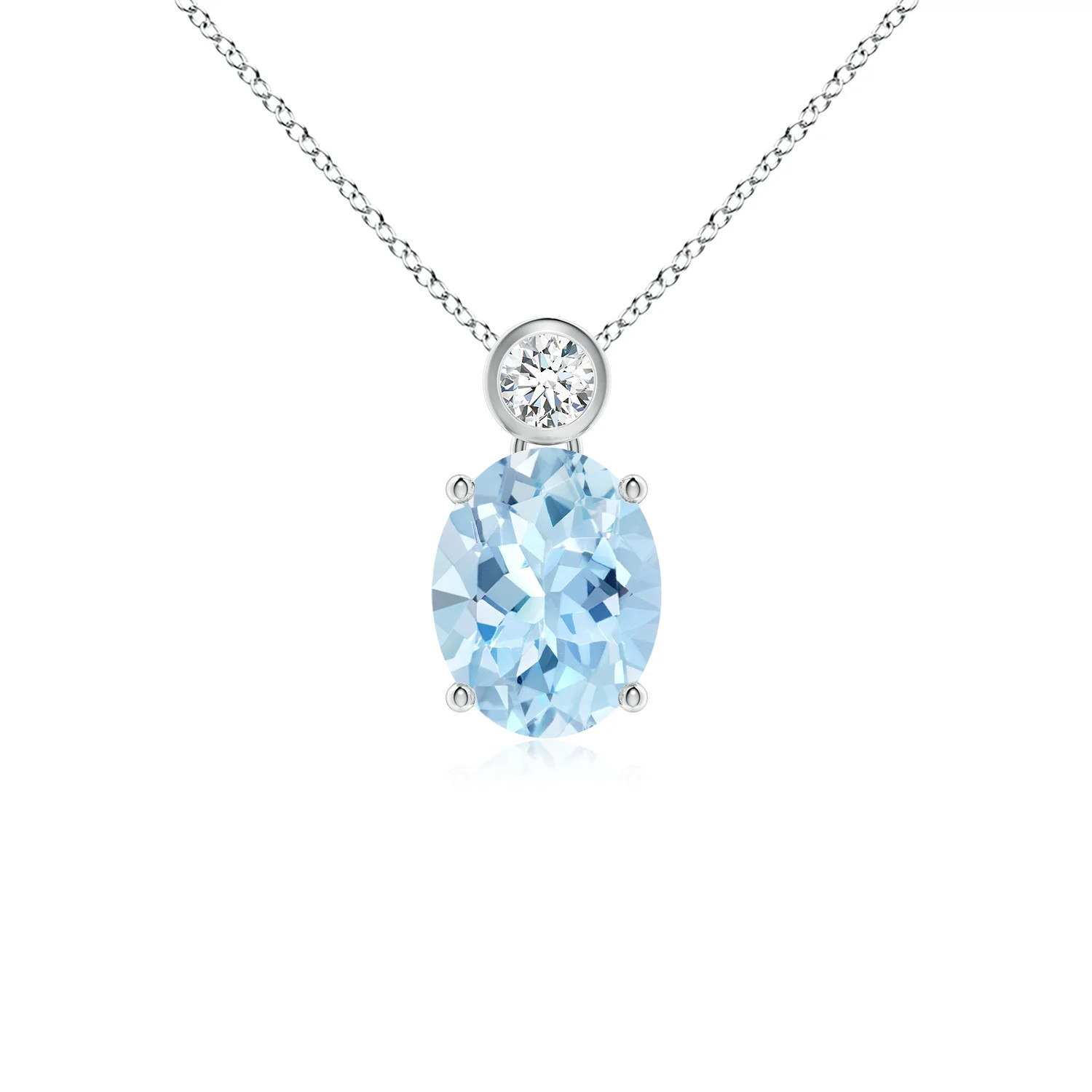 Oval Aquamarine Pendant with Bezel-Set Diamond | Angara Inc.