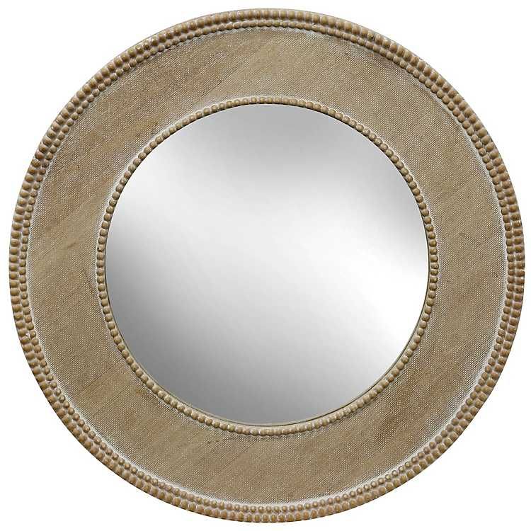 Wooden Round Beaded Mirror, 24 in. | Kirkland's Home