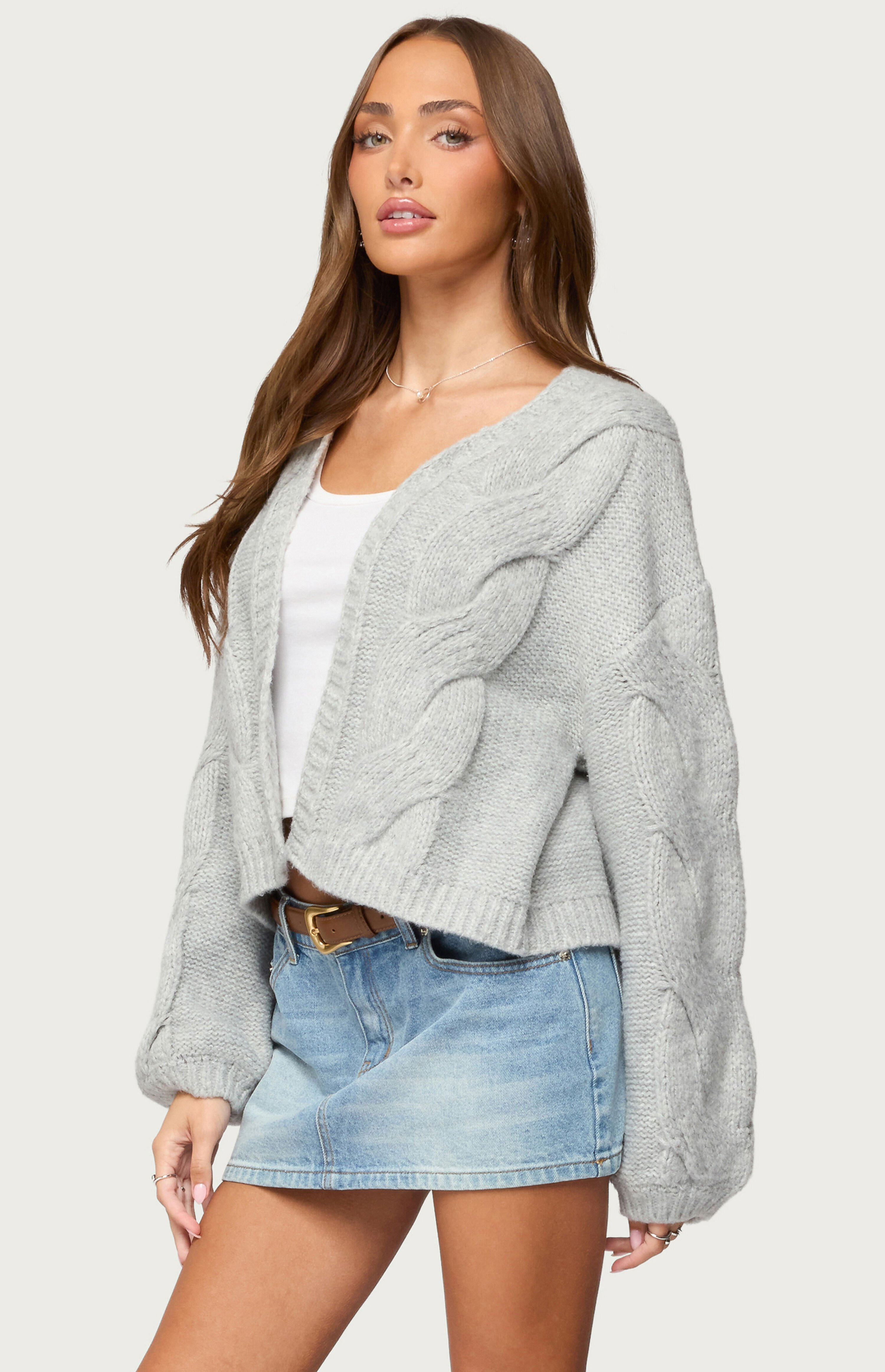 Edikted Braiden Chunky Cable Knit Cardigan | PacSun