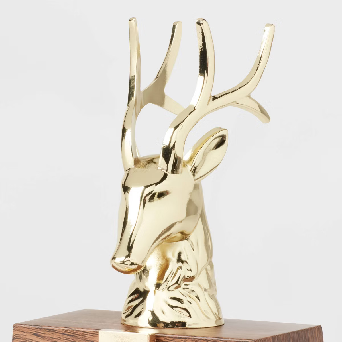 Metal Deer Head Christmas Stocking Holder with Faux Wood Base - Wondershop™ | Target
