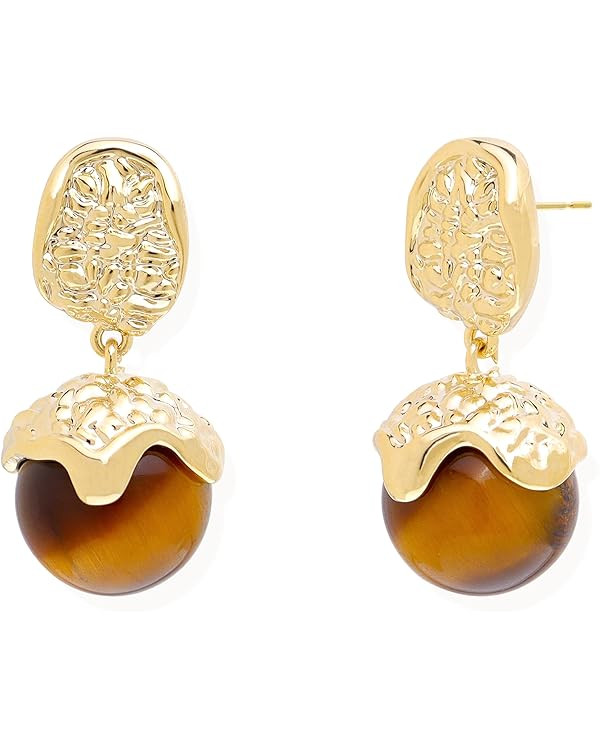 Jean Beau Trendy Drop Stud Earrings for Women, Statement Dangling Earing Gold Plated Sterling Sil... | Amazon (US)