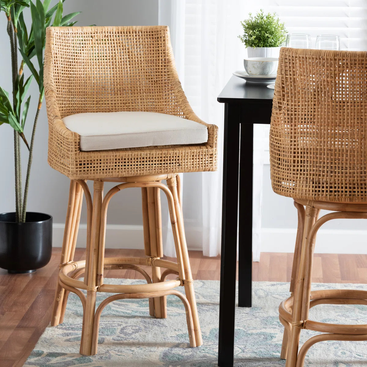 Bhagipuri 360 Swivel Rattan Counter & Bar Stool | Wayfair North America