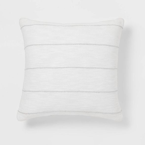 Euro Woven Stripe Decorative Throw Pillow White/Light Gray - Threshold™ | Target
