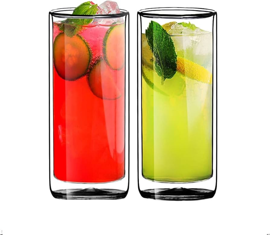 Sun's Tea Double Wall Insulated Glass Tumbler, 16oz (450ml) Highball Glass Cups for Beer, Lemonad... | Amazon (US)