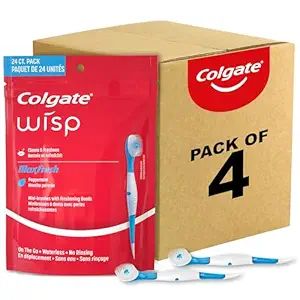 Colgate Max Fresh Wisp Disposable Mini Travel Toothbrushes, Peppermint, 24 Count (Pack of 4) | Amazon (US)