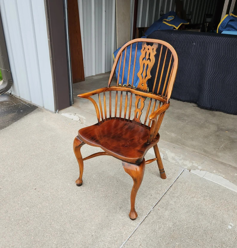 Antique English Handmade Windsor Chair Cabriole Front Legs Great Detail Incredibly Well Made Beau... | Etsy (US)
