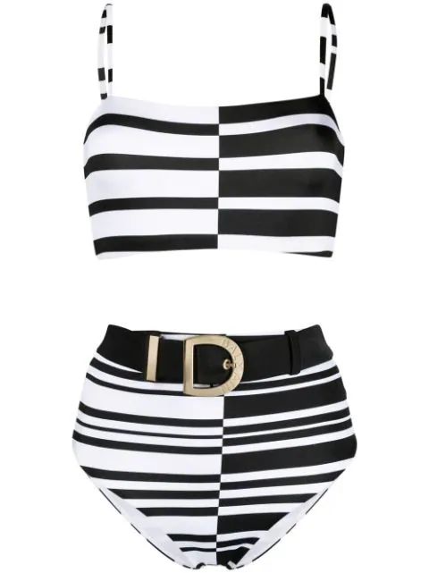 two-tone striped bikini | Farfetch (US)