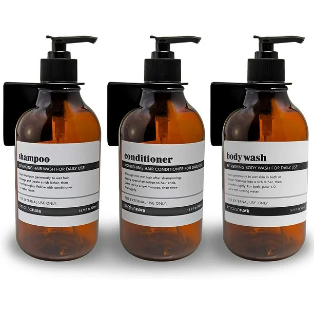 Shampoo Dispenser for Shower Wall 3 Chamber - Drill Free Shower Soap Dispenser Wall Mount with Wa... | Walmart (US)