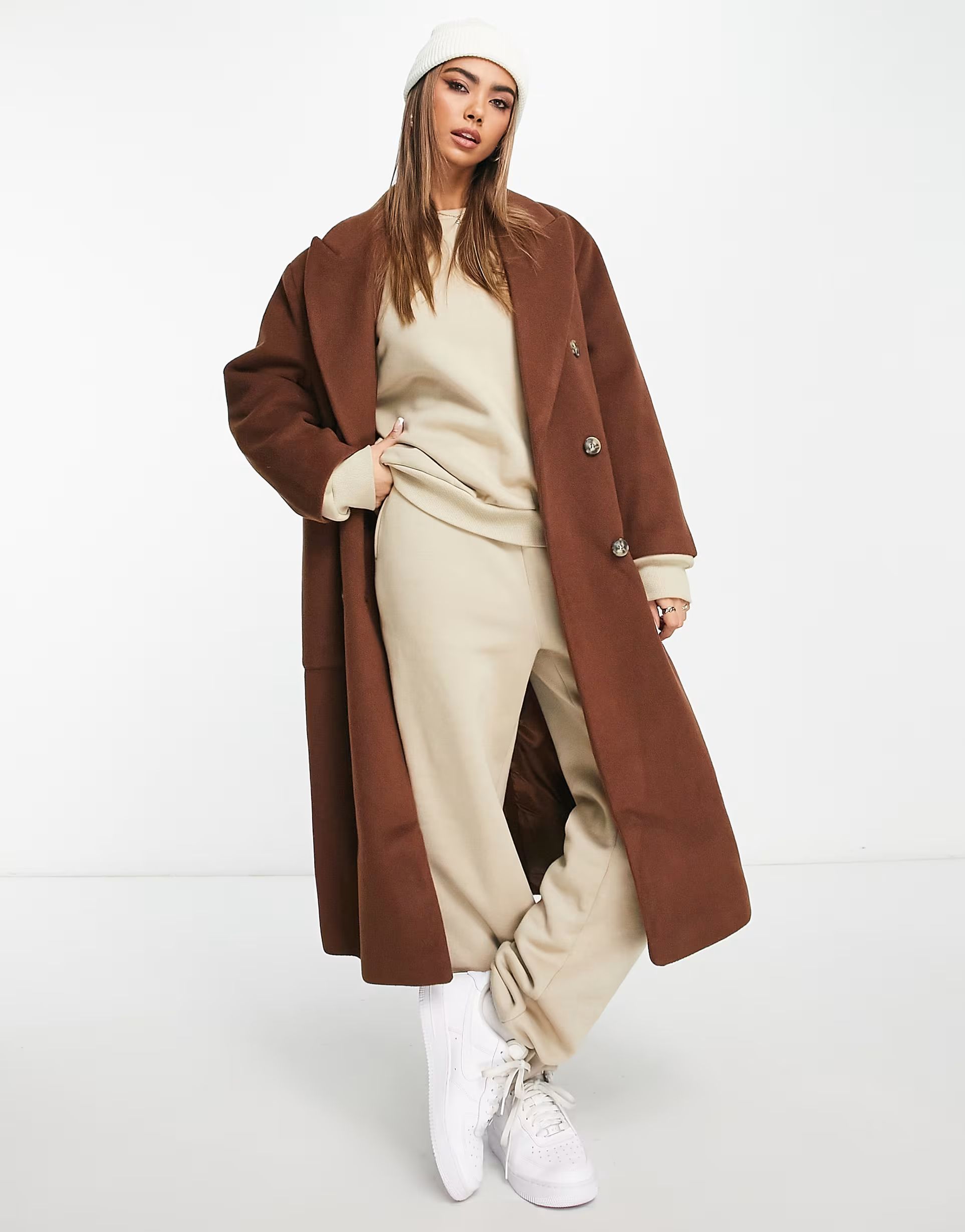 Pull&Bear Exclusive oversized tailored coat in brown | ASOS (Global)