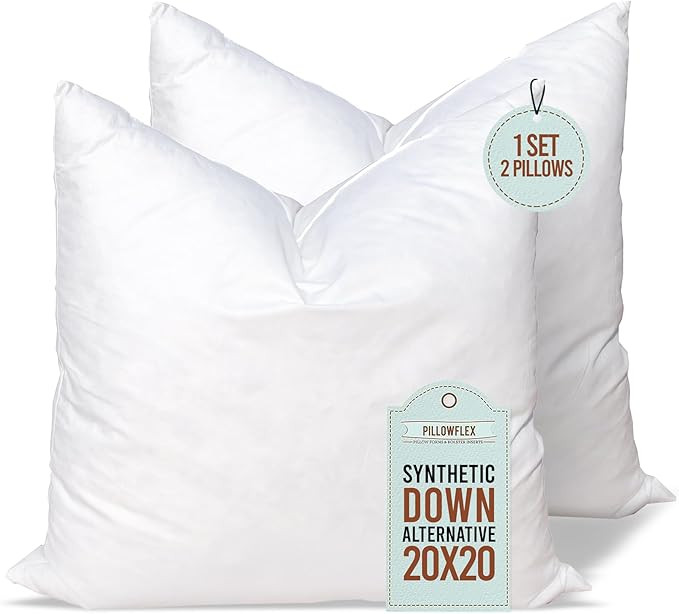 Pillowflex Synthetic Down Alternative Pillow Inserts for Shams - Comfy Pillows for Sleeping, Perf... | Amazon (US)