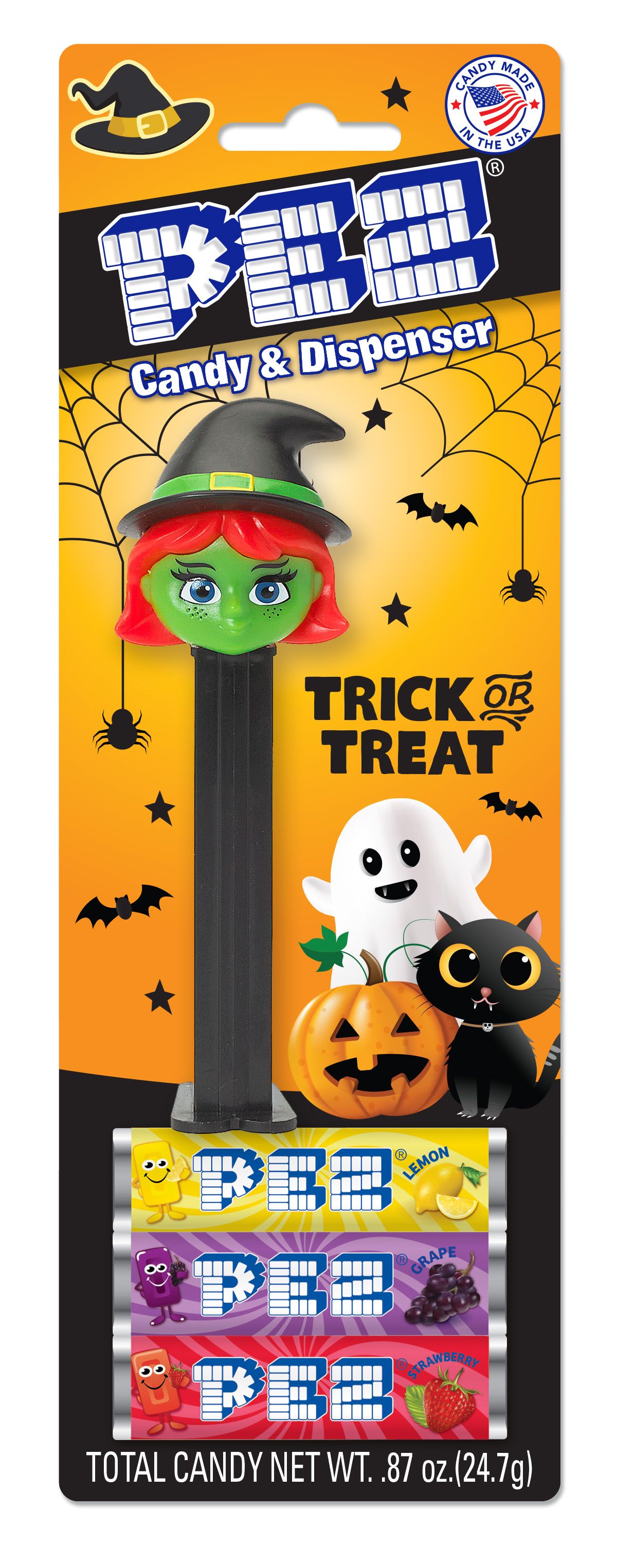 PEZ Candy Halloween Witch, 1 Candy Dispenser Plus 3 Rolls Assorted Fruit Candy, 1 Count, 0.87 oz | Walmart (US)