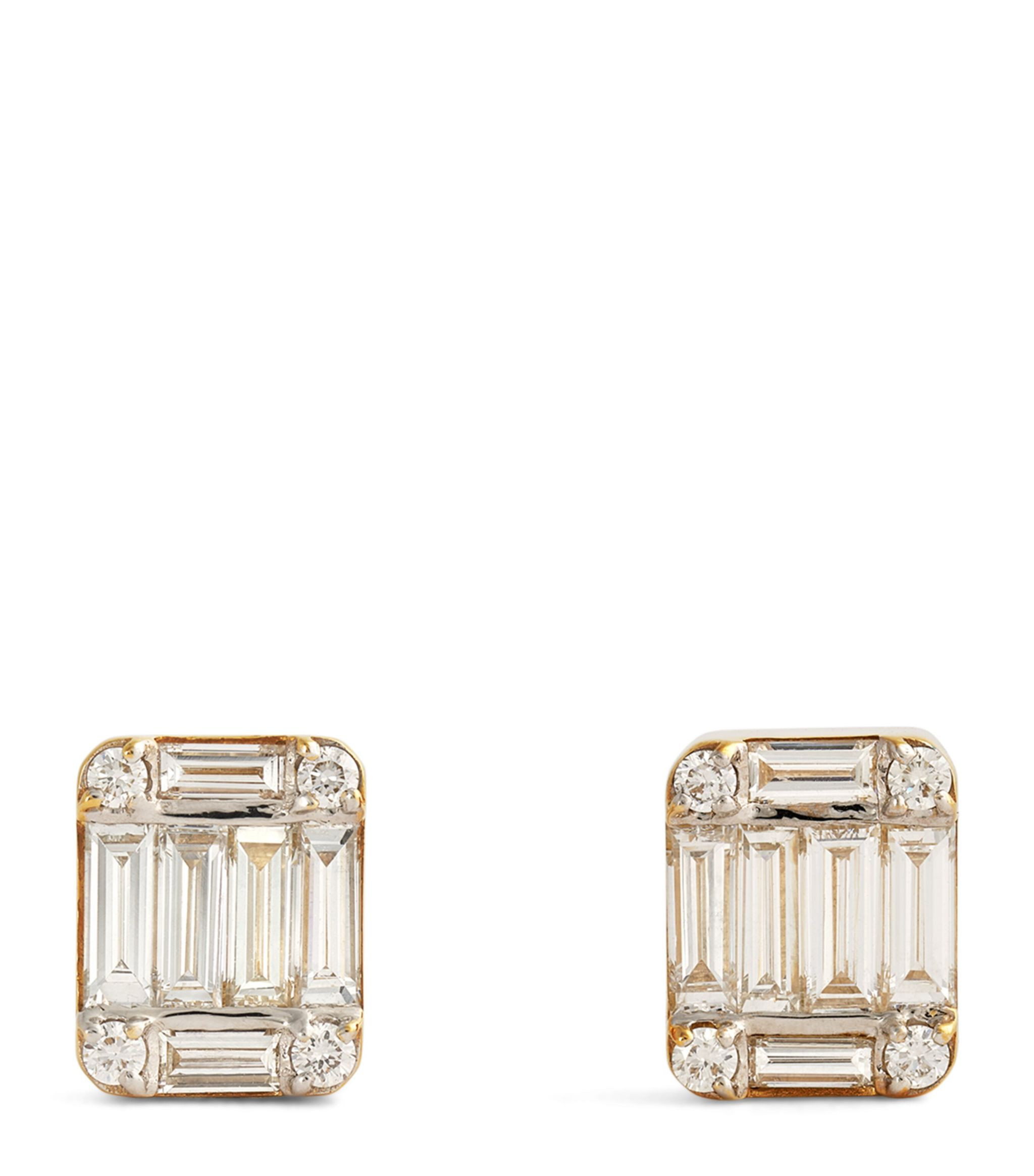 Yellow Gold and Diamond Catena Illusion Stud Earrings | Harrods