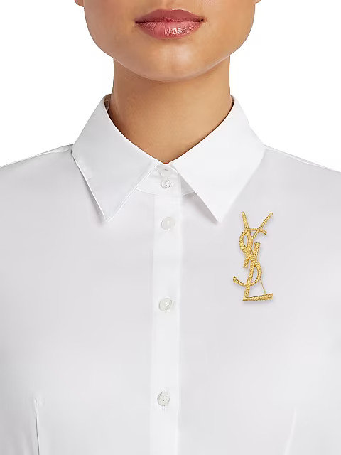 Goldtone YSL Brooch | Saks Fifth Avenue