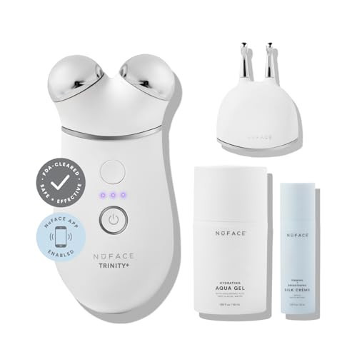 NuFACE Trinity+ Microcurrent Facial Device + Effective Lip & Eye Attachment - FDA Cleared Skin Tightening & Face Toning Device for Targeted Treatment + Microcurrent Gel Activator, Silk Crème & Brush | Amazon (US)