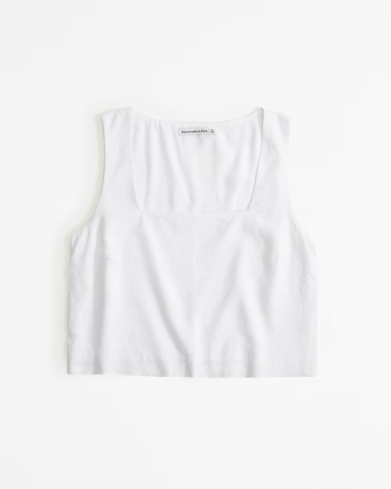 Linen-Blend Squareneck Set Top | Abercrombie & Fitch (US)