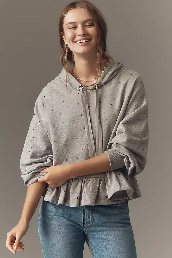 Pilcro Drop-Shoulder Flounce Hoodie | Anthropologie (US)