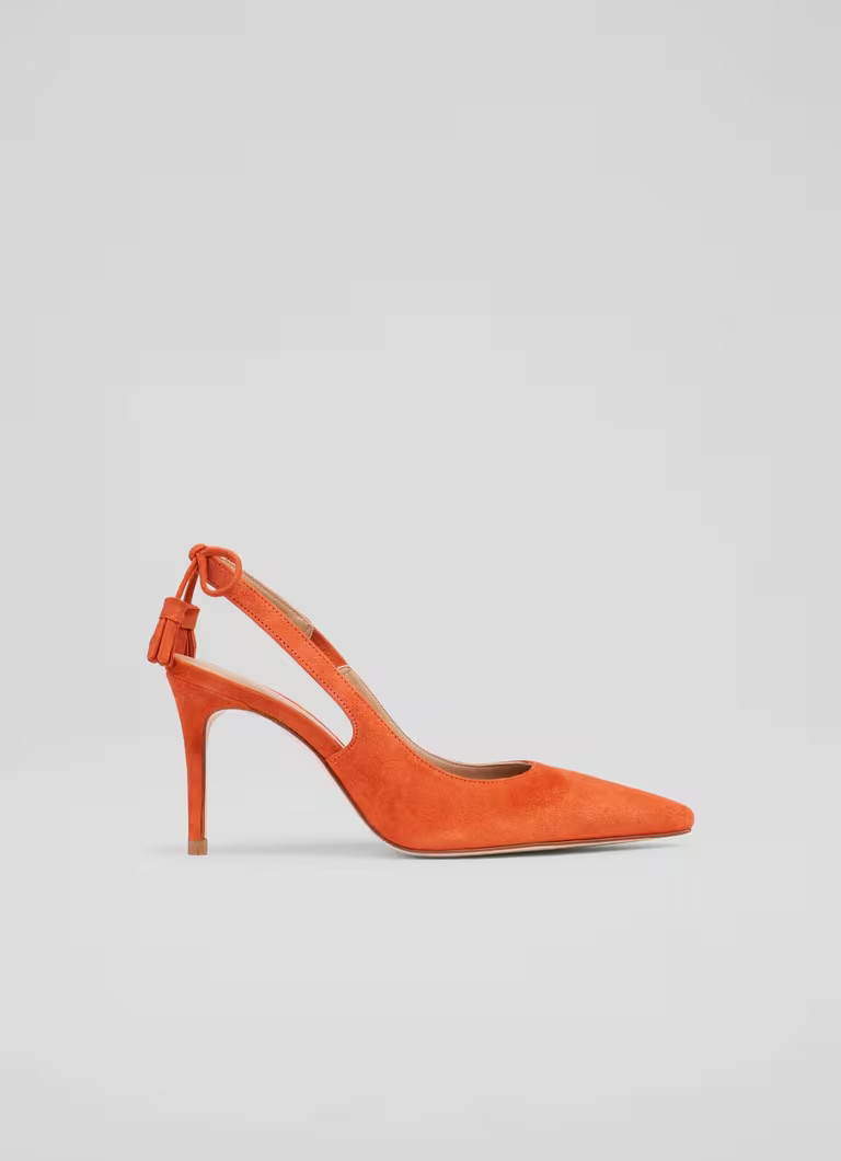 Cary Orange Suede Tassel Slingback Courts | L.K. Bennett (UK)