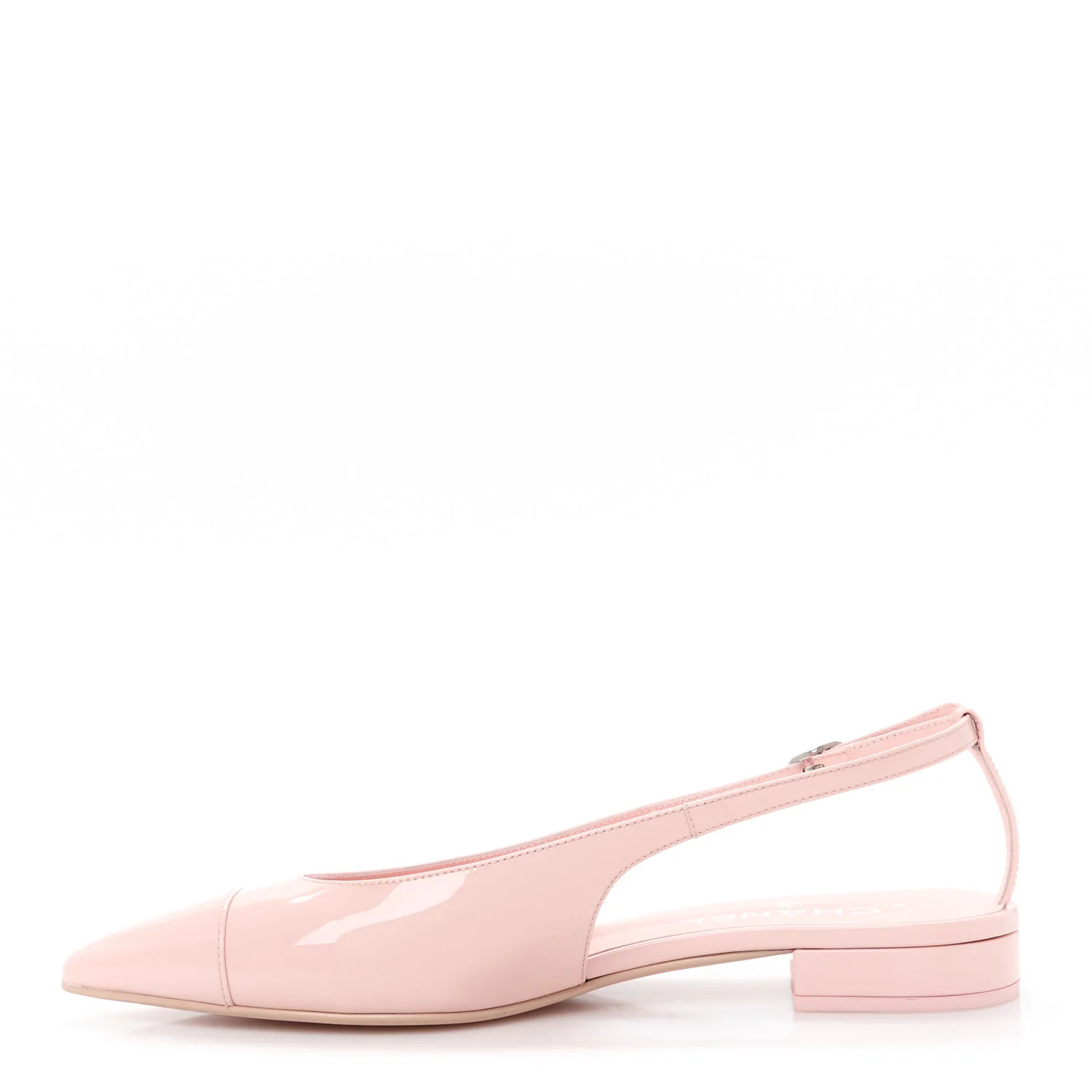 Patent Calfskin Cap Toe Slingback Flats 37.5 Light Pink | FASHIONPHILE (US)