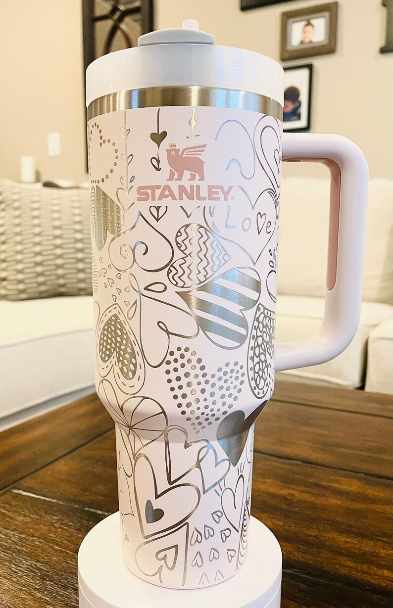 40oz Stanley Quencher 40oz Engraved Heart Doodles Stanley Tumbler - Etsy | Etsy (US)