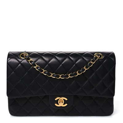 Lambskin Quilted Medium Double Flap Navy | FASHIONPHILE (US)